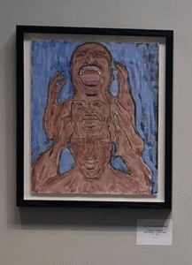 Portrait of three transitioning faces, full description in post. 
