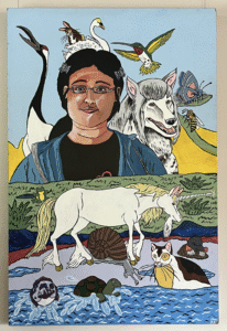 Self-Portrait with Animals and Mythological Creatures by Yukari Sakura